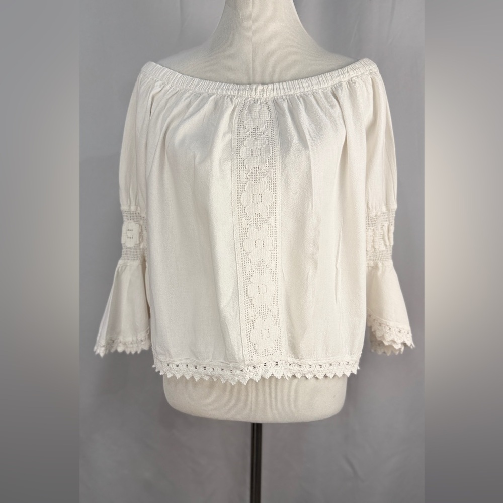 White Ruffled Blouse with Flutter Sleeves